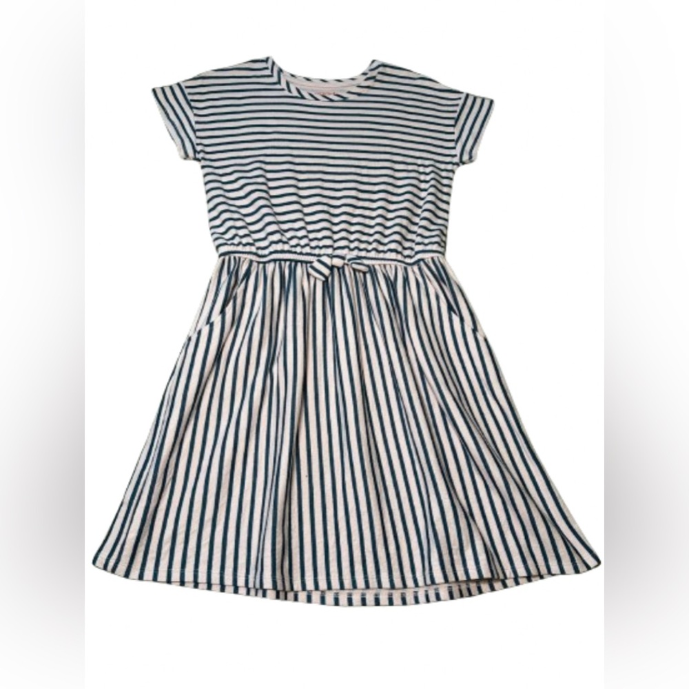 Cat & Jack Pink and dark green striped short sleeve dress